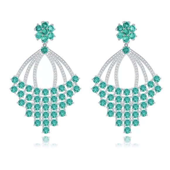 Swarovski Crystals & Zircon The Remara Mint Earrings - Picture 1 of 4